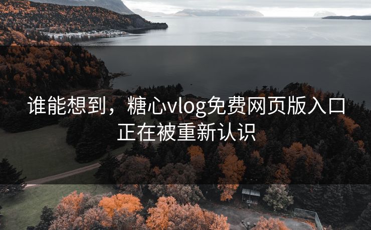 谁能想到，糖心vlog免费网页版入口正在被重新认识